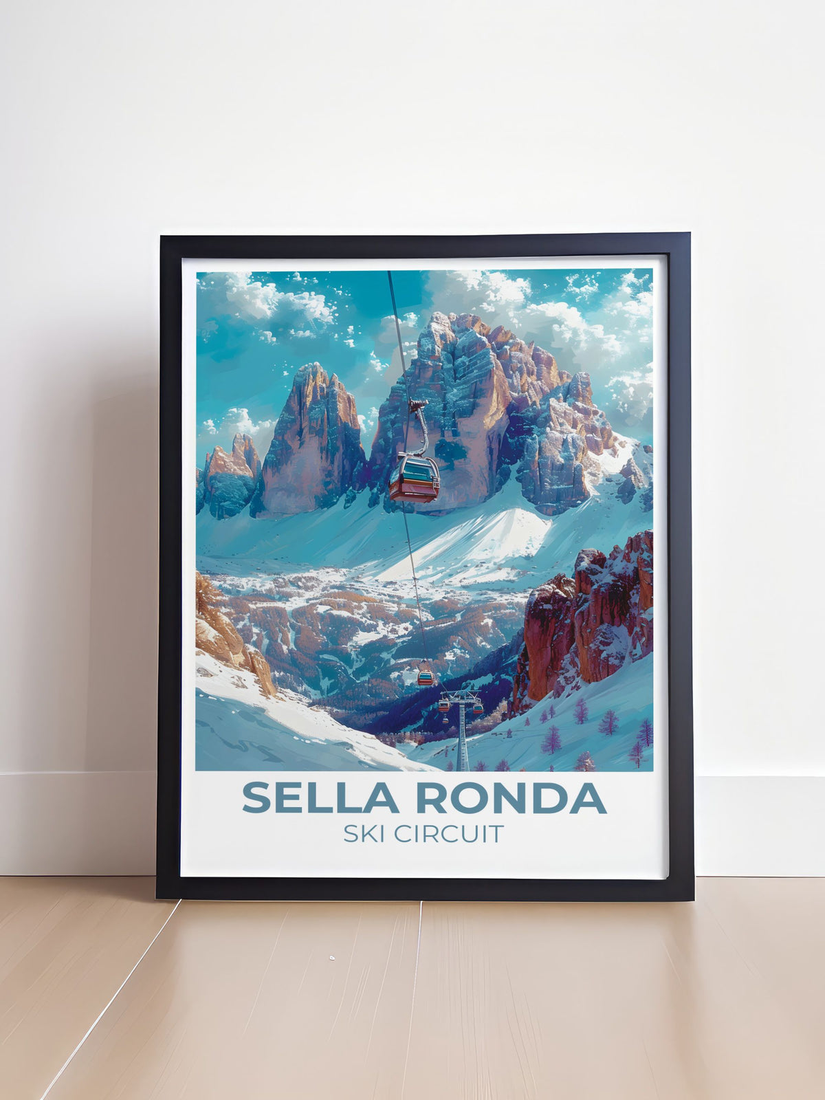 Sella Ronda Ski Circuit Wall Art - Sass Pordoi Modern Wall Decor - Cus ...