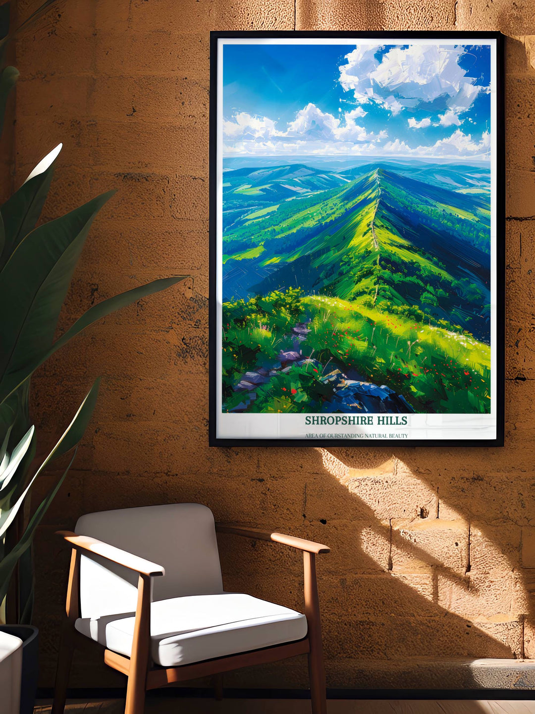 Shropshire Hills Travel Print Wall Art - The Long Mynd - Shropshire Hills Gift Art - Zone de beauté naturelle exceptionnelle