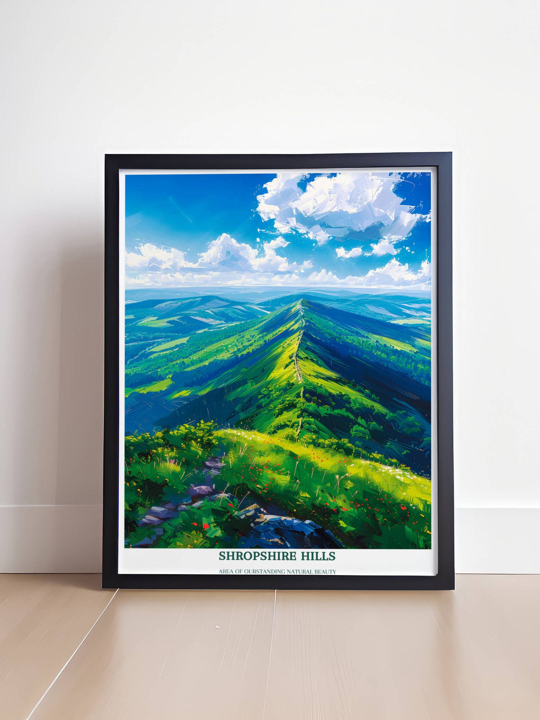 Shropshire Hills Travel Print Wall Art - The Long Mynd - Shropshire Hills Gift Art - Area of Outstanding Natural Beauty