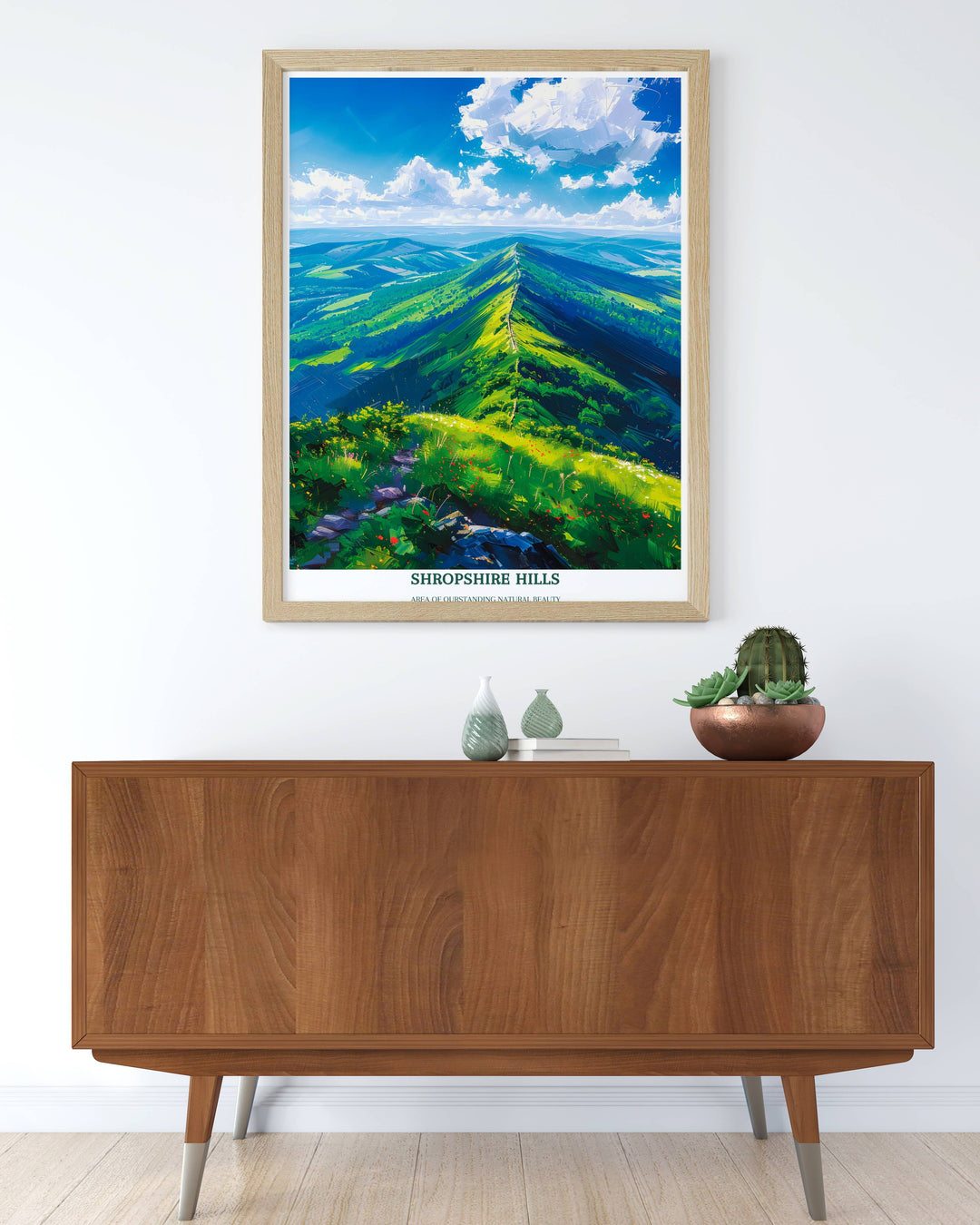 Shropshire Hills Travel Print Wall Art - The Long Mynd - Shropshire Hills Gift Art - Area of Outstanding Natural Beauty