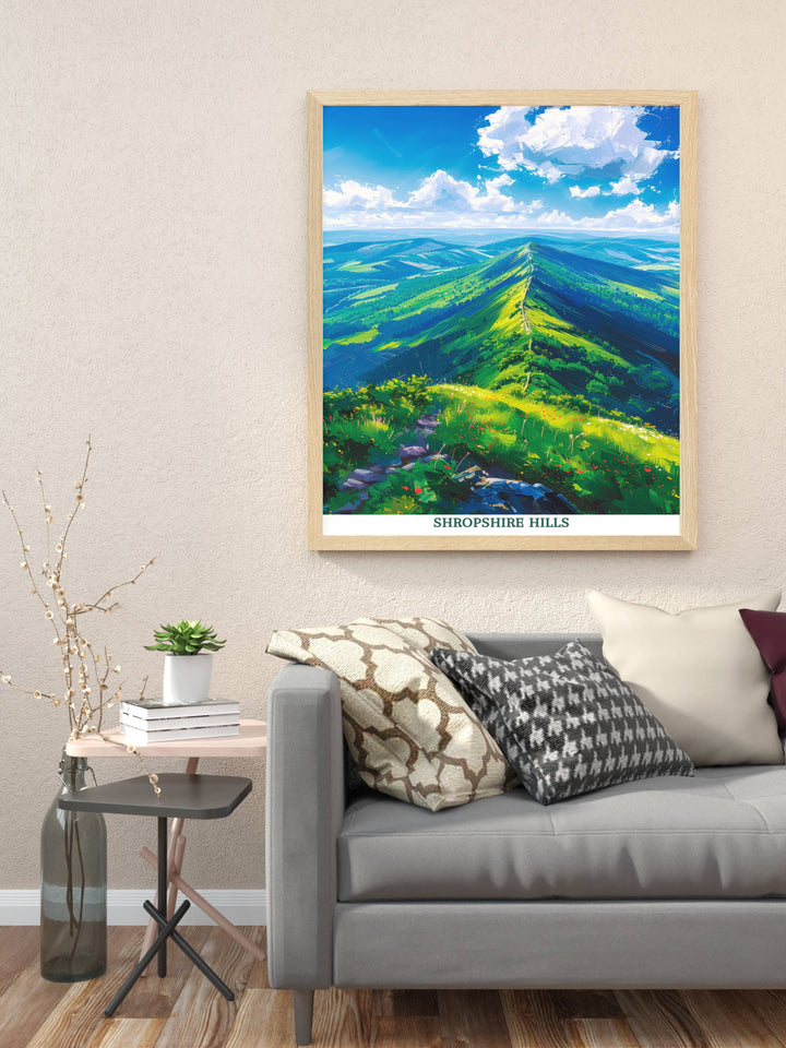 Shropshire Hills Travel Print Wall Art - The Long Mynd - Shropshire Hills Gift Art - Zone de beauté naturelle exceptionnelle