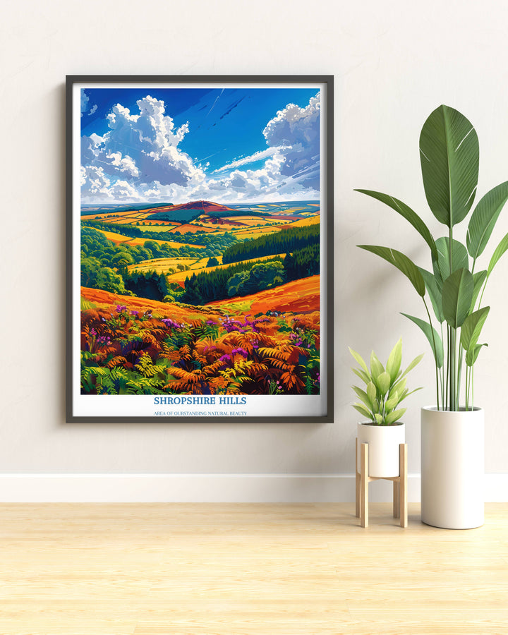 Shropshire Hills Travel Print Wall Art - The Long Mynd - Shropshire Hills Gift Art