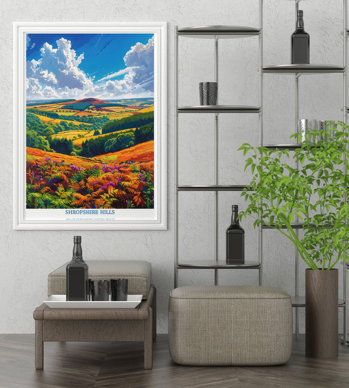 Shropshire Hills Travel Print Wall Art - The Long Mynd - Shropshire Hills Gift Art