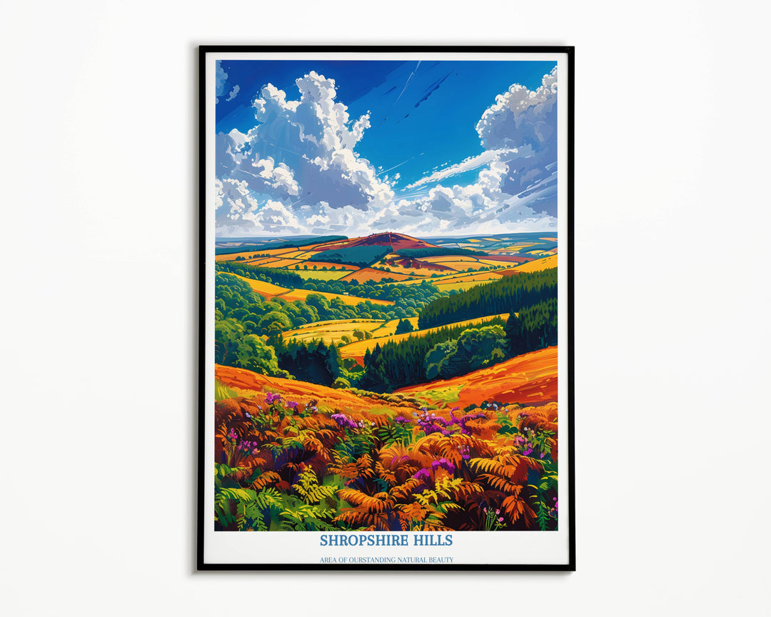 Shropshire Hills Travel Print Wall Art - The Long Mynd - Shropshire Hills Gift Art