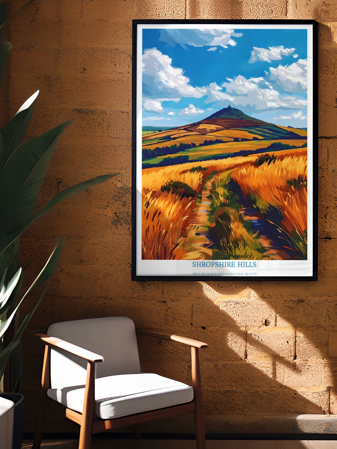 Area of 0utstanding Natural Beauty - Shropshire Hills Travel Print Wall Art - The Long Mynd - Shropshire Hills Gift Art