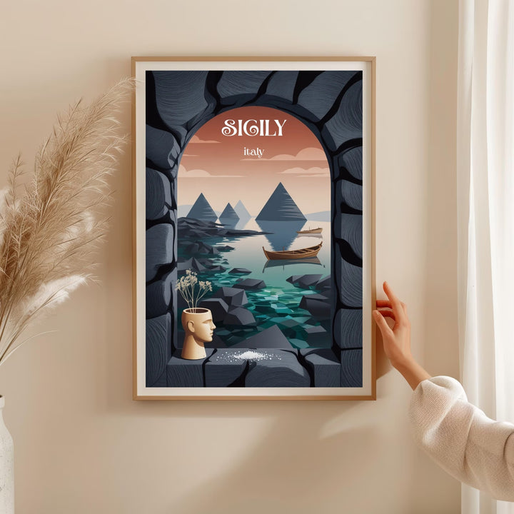 A close-up view of elegant white serif typography overlaying a warm terracotta and pastel pink gradient background, capturing a clean modern editorial art aesthetic.