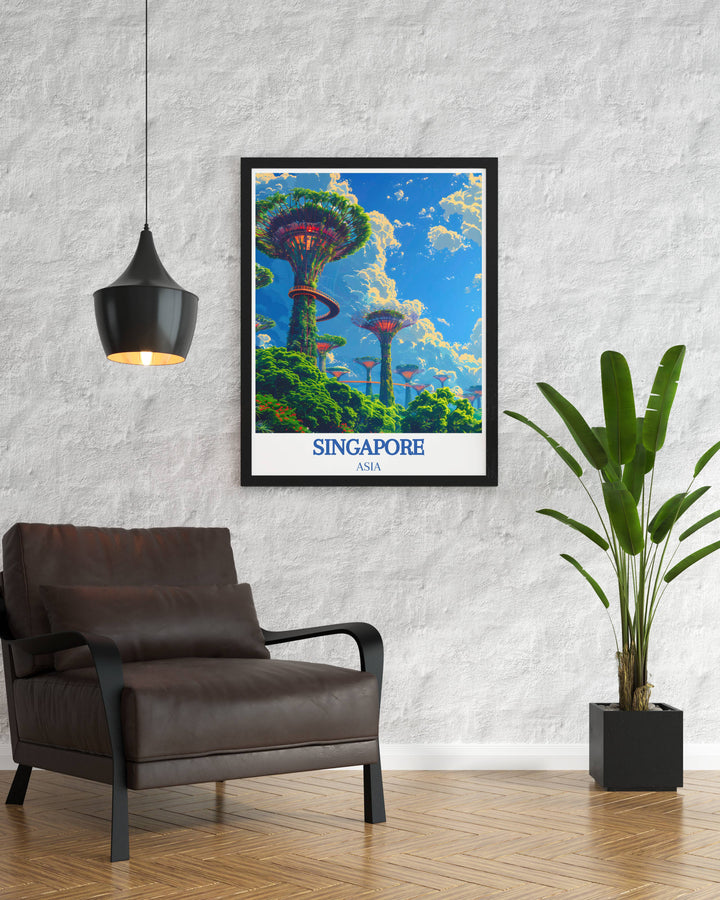 Elegant Southeast Asia art print capturing the essence of Singapore, ideal for adding a sophisticated and cultural touch to your home or office space.