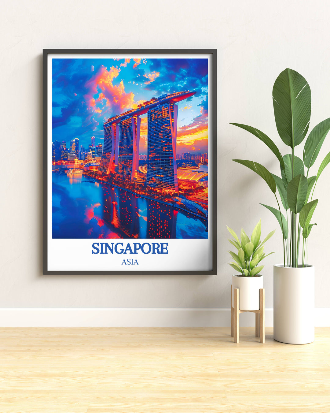 Sophisticated Marina Bay Sands decor piece highlighting the luxurious infinity pool, great for bringing a sense of relaxation and opulence to home interiors or hospitality settings.