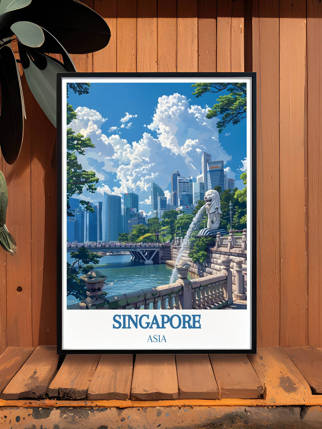 Singapore Poster Collection - Southeast Asia Art for Every Occasion -  Merlion Park Art