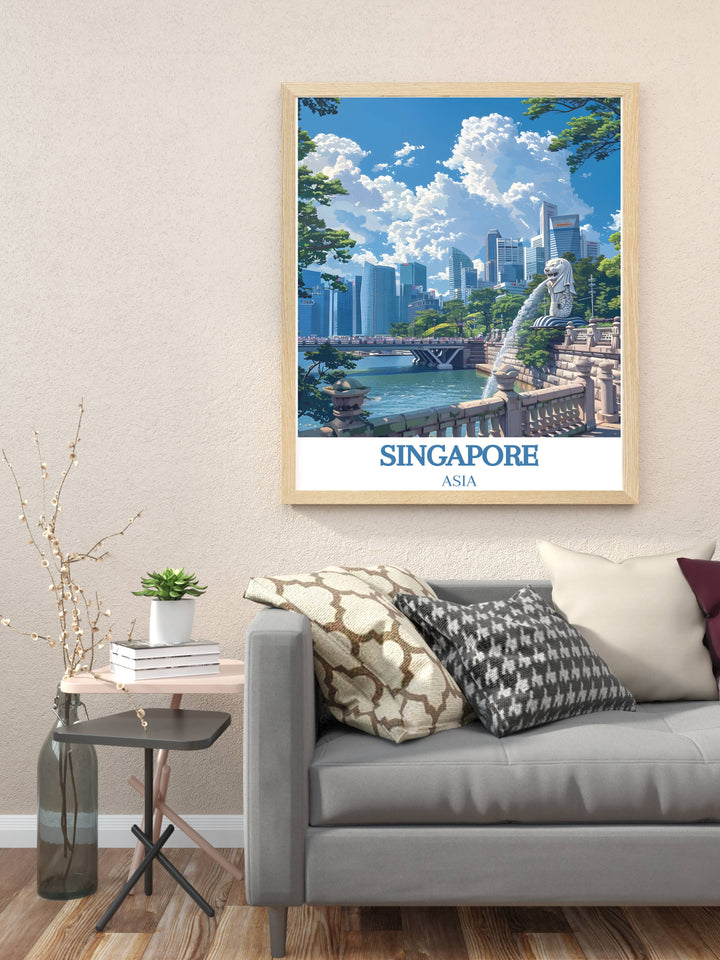 Singapore Decor print of the Merlion, blending traditional and modern design elements.