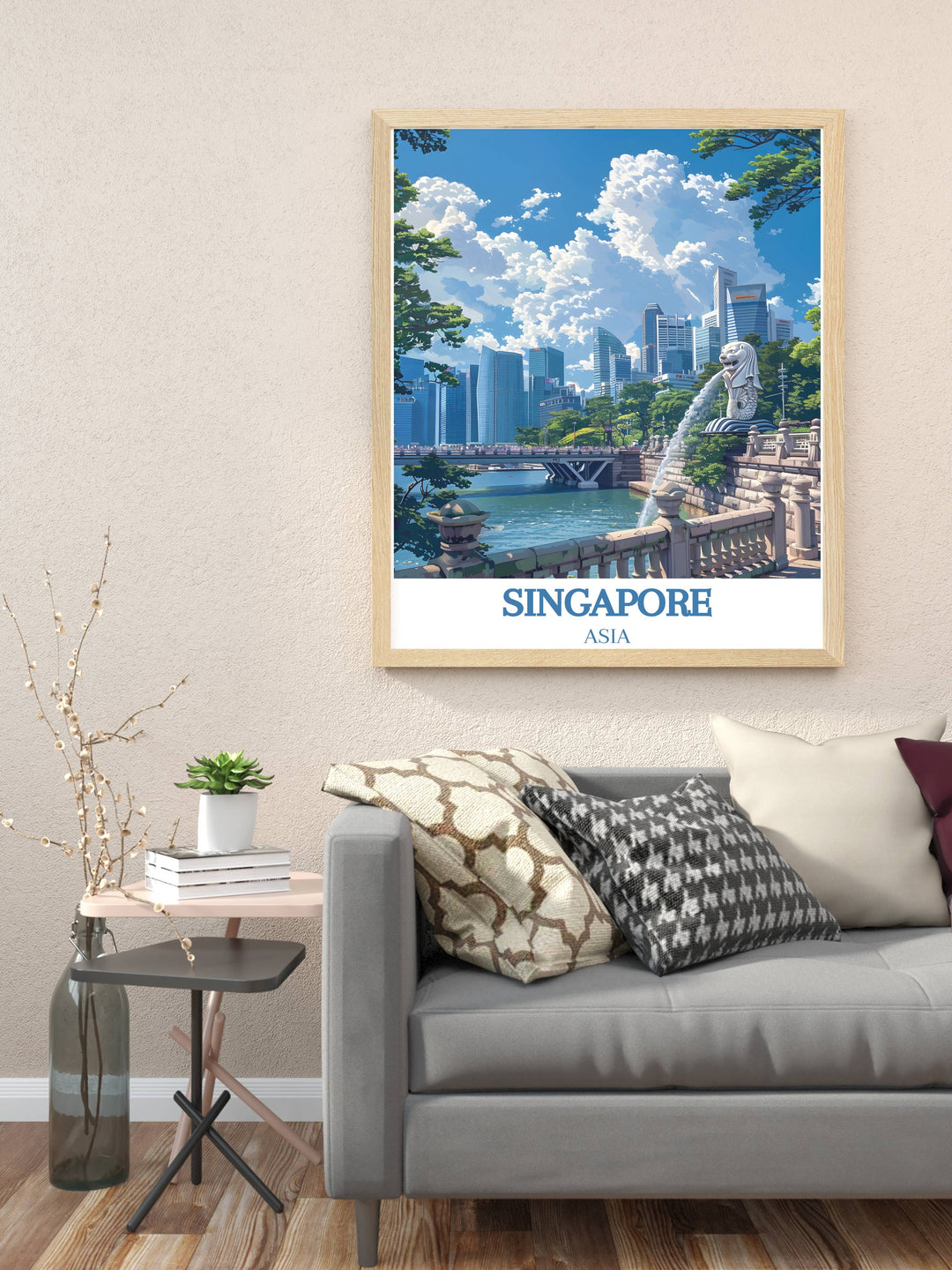 Merlion Park Wall Art offering stunning views and intricate details, bringing the essence of Singapores cultural heritage and modern achievements into your home.