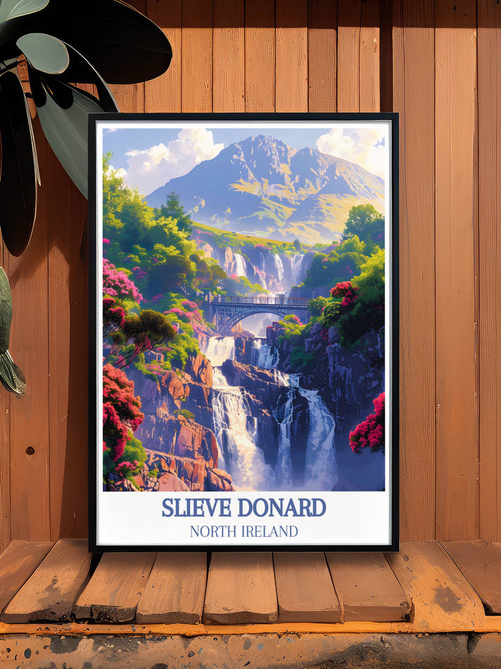 Custom prints of Northern Irelands landmarks, personalized to suit your decor, highlighting the charm and history of Bloody Bridge and Slieve Donard.
