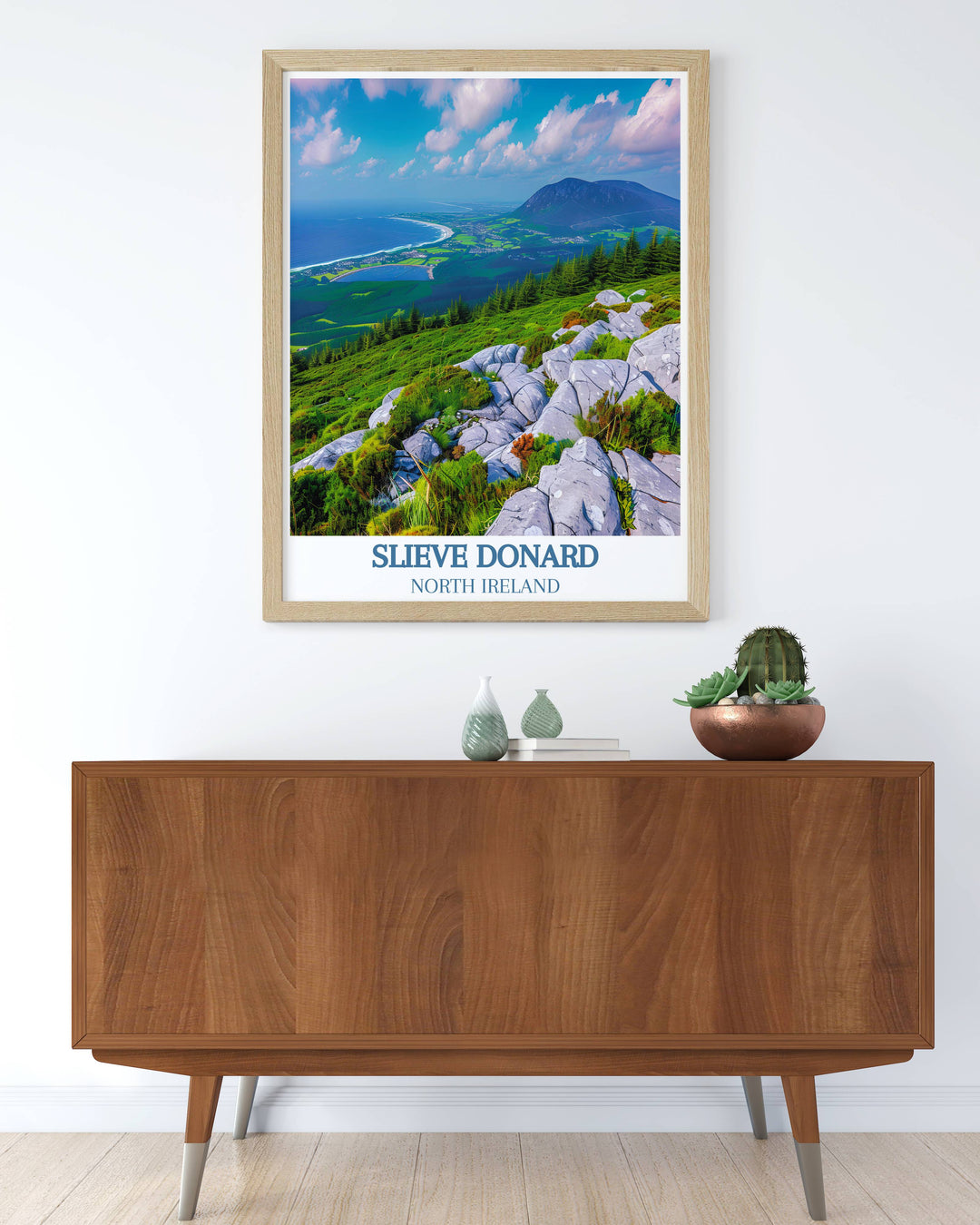 Scenic posters of Slieve Donard highlight the panoramic views and rich cultural heritage of Northern Irelands tallest mountain. The vibrant colors and intricate details of these prints make them a captivating focal point in any room.