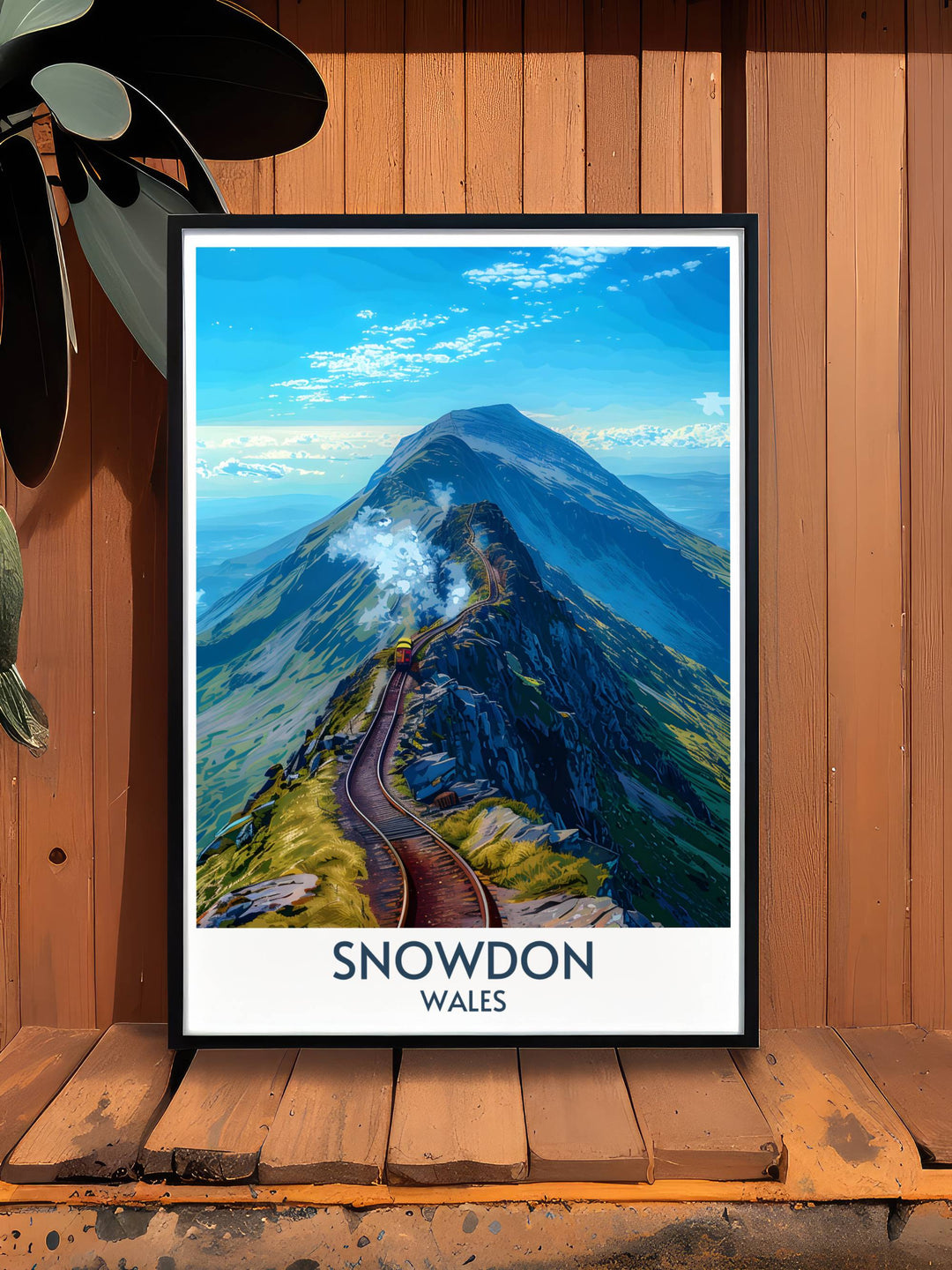 Snowdonia vintage travel poster evokes the nostalgia of classic travel advertisements. The detailed depiction of Mount Snowdon and its surroundings adds a touch of retro charm to your decor, celebrating Wales natural beauty.