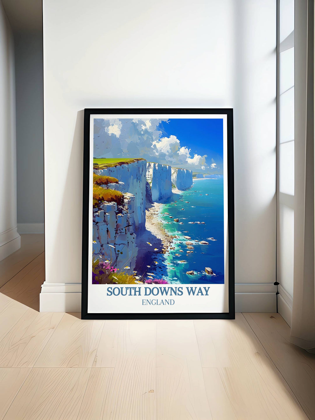 Fine art print of the South Downs Way showcasing the rolling hills and lush landscapes of this iconic English national trail, perfect for adding a touch of nature to your home decor