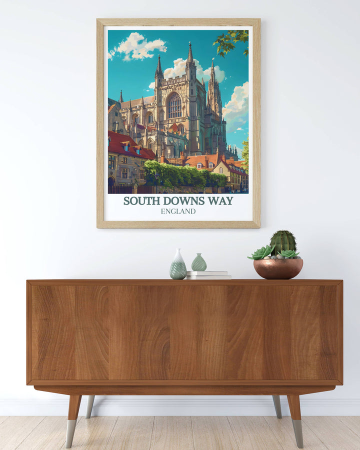 Scenic Winchester Cathedral framed art capturing the majestic presence and intricate craftsmanship of this iconic landmark. A beautiful addition to any art collection.