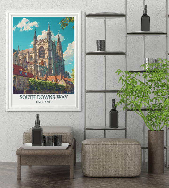 Nostalgic Sussex vintage poster depicting the unique character and cultural heritage of this picturesque region. Adds a timeless touch to your home decor.