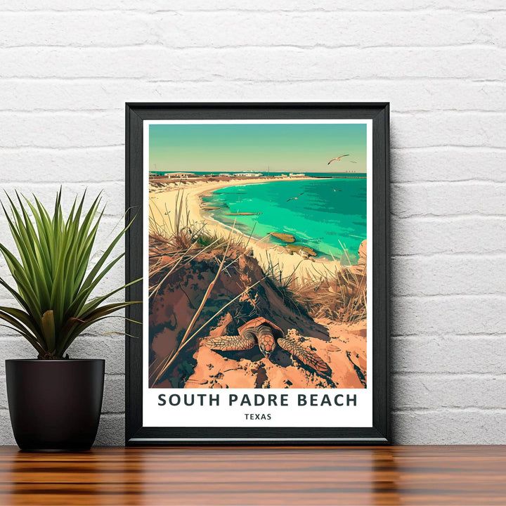 Designed by MapYourDreams, this captivating South Padre Island Wall Art piece brings the relaxing ocean atmosphere and sea turtles of Texas straight into your living room. Offered across flexible finishes including unframed prints, gallery canvas wraps, and custom picture frames.