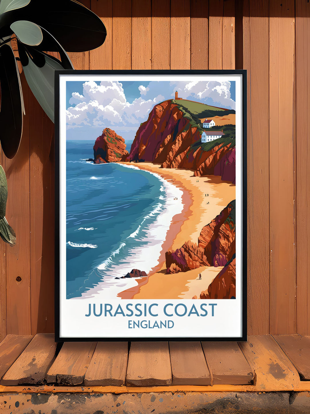 Serene South West Coastal Path travel poster highlighting the picturesque views and peaceful charm of this beloved hiking trail, perfect for bringing the outdoors into your home.