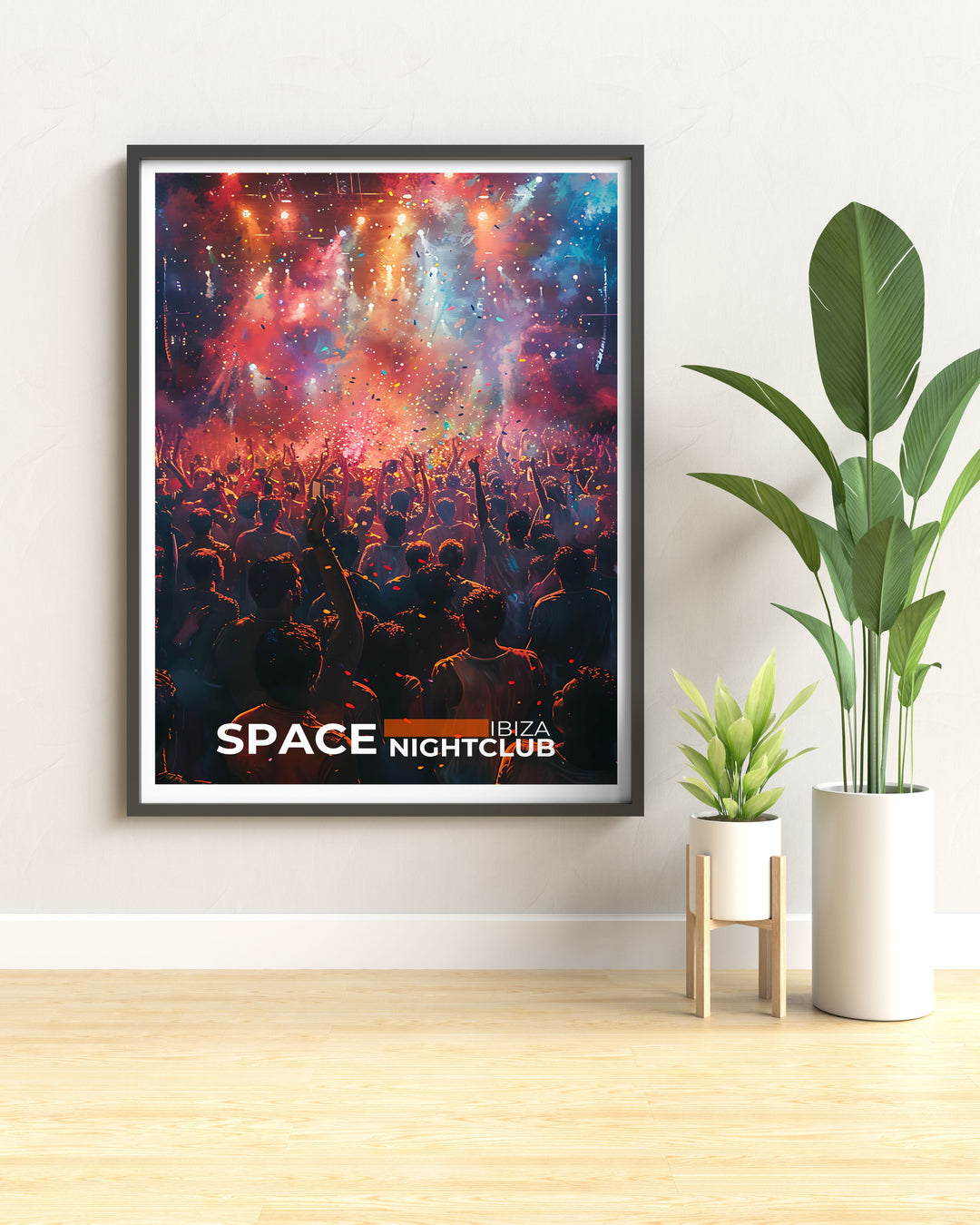 Customizable prints of Space Nightclub, perfect for personalizing your space with scenes of the iconic Ibiza venue.