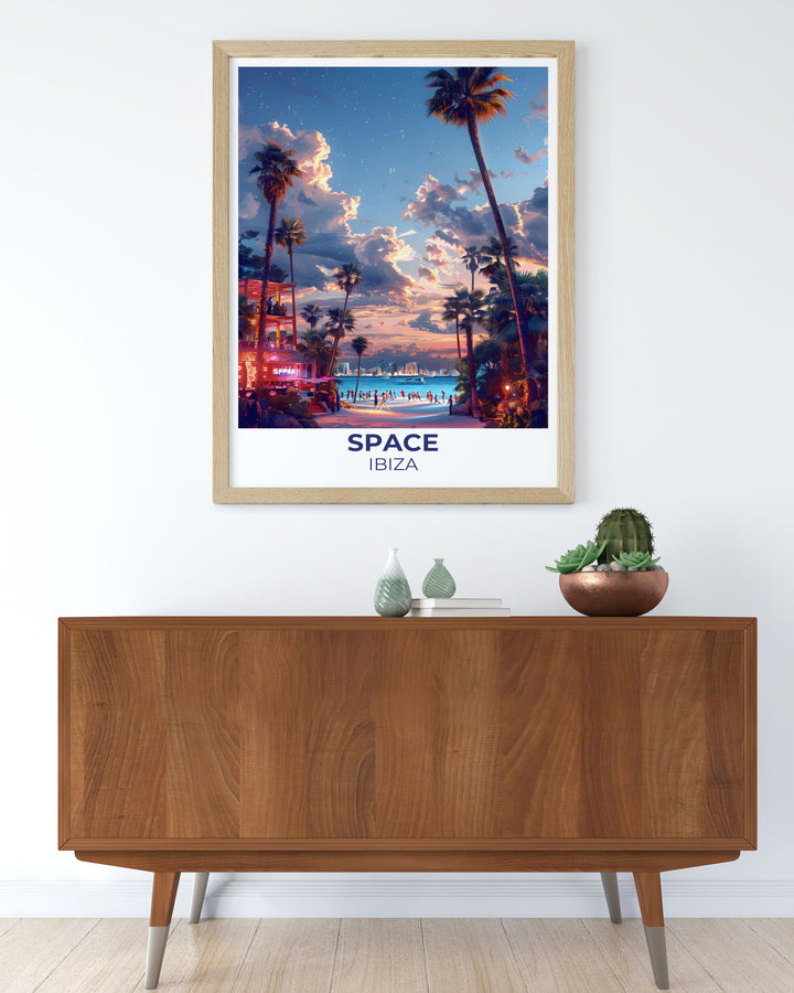 Custom Terrace Prints allow you to personalize your connection to Ibizas nightlife. Choose your favorite scenes and styles to create a piece that reflects your memories of Space Nightclubs Terrace, a hub of energy and music.