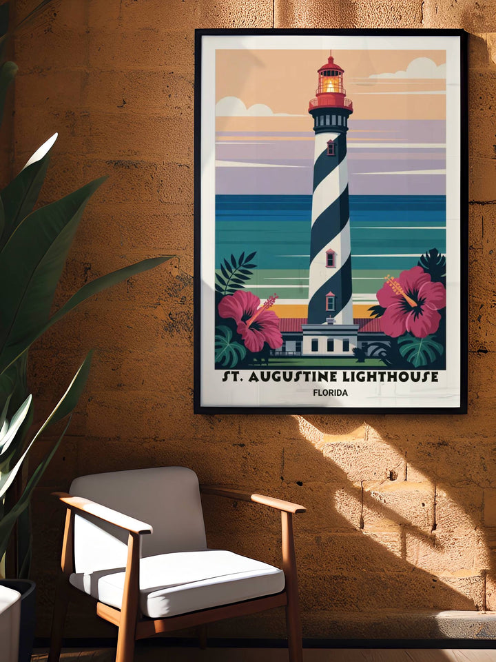 St. Augustine Lighthouse Florida Art Print – Modern Graphic Travel Poster