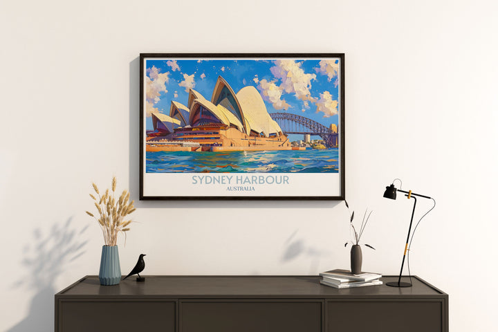 Sydney Opera House art print captures the stunning architecture and vibrant cultural scene, perfect for any gallery wall or home decor.
