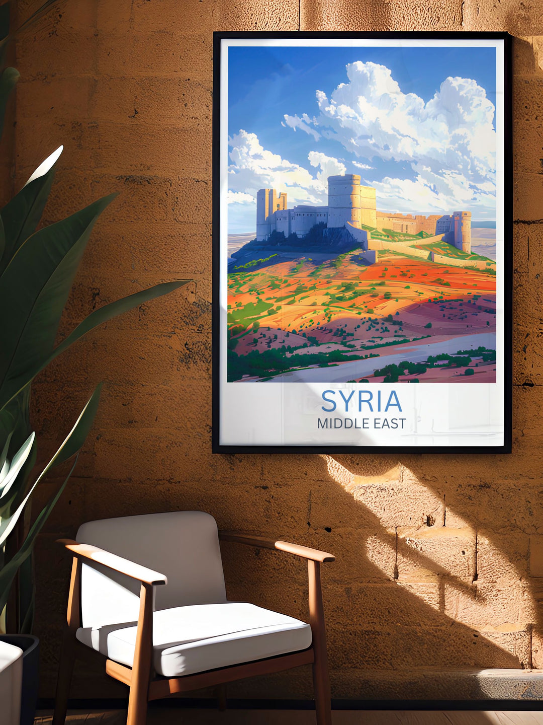Stunning Krak des Chevaliers print capturing the medieval castles architectural splendor and historical importance, designed to transport you to the heart of Syrias rich heritage, making it an ideal addition to any art collection or home decor.