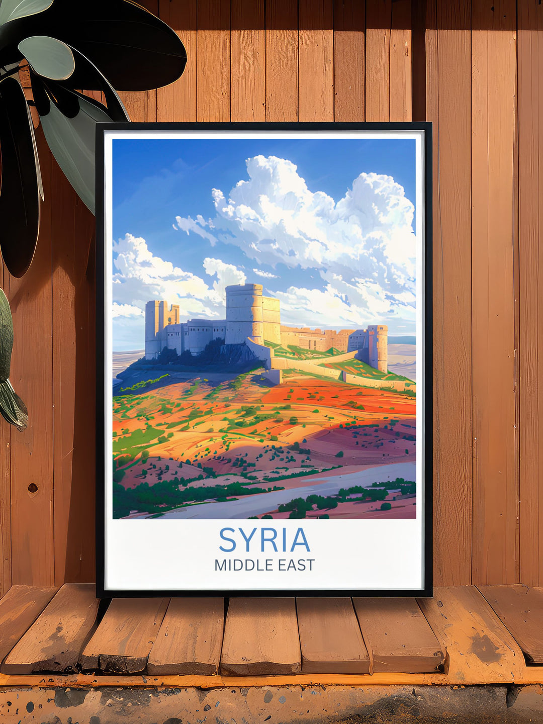 Syria vintage poster featuring intricate designs and vivid colors, celebrating the timeless beauty of Middle Eastern art, perfect for adding a nostalgic yet contemporary aesthetic to your decor, making it a versatile addition for both personal and gift purposes.