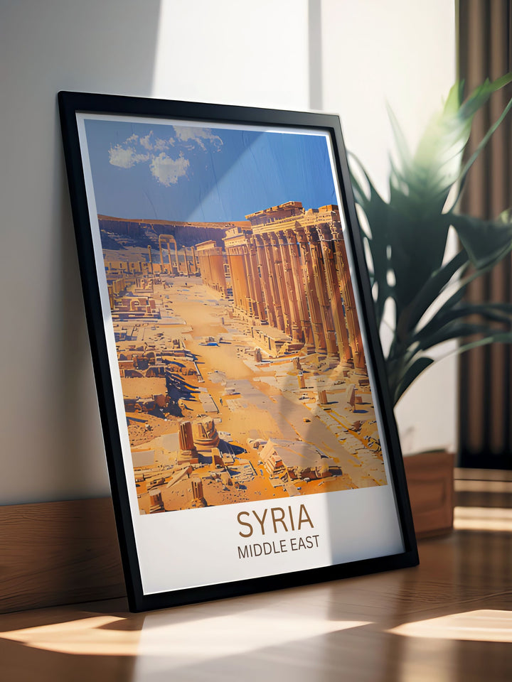 Syria city map art print, detailed and colorful, perfect for personalizing your home office or living room with a geographic touch.