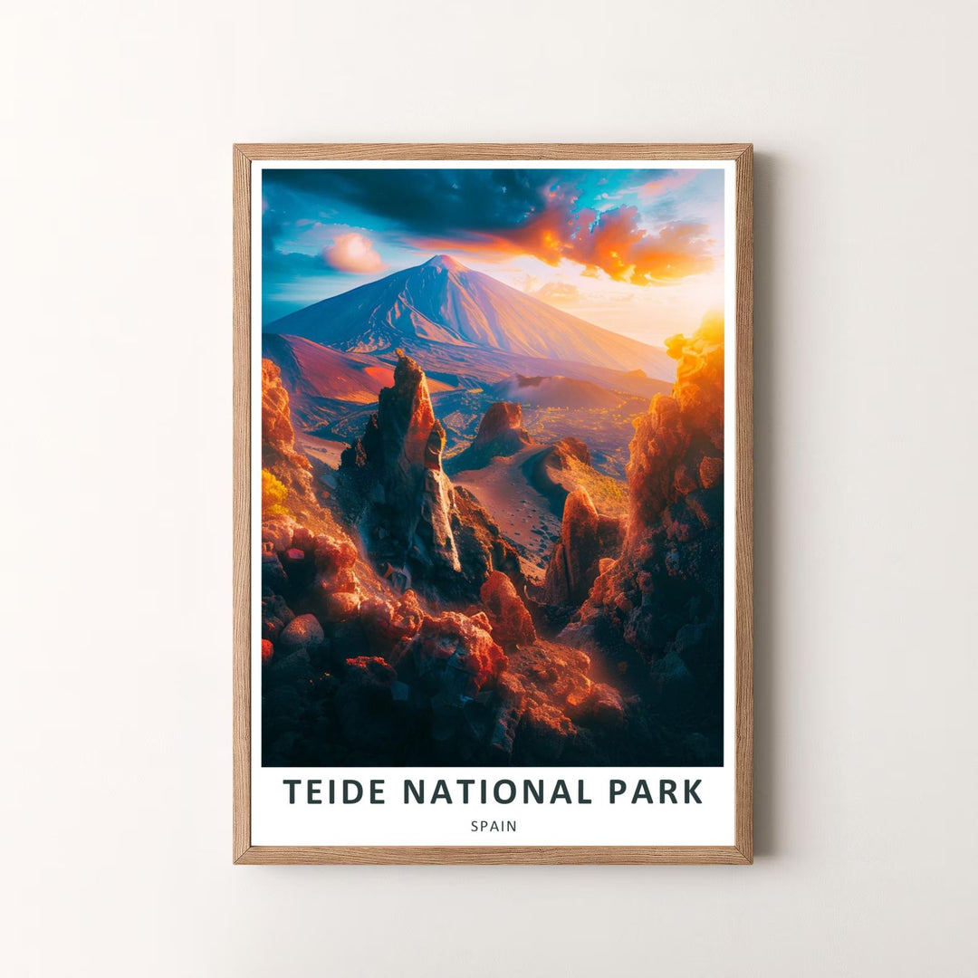 A beautiful mountain landscape Tenerife Wall Art piece capturing the dramatic geology and sunset glow of Teide National Park in Spain. Supplied in multiple display options—including unframed prints, canvases, and custom frames—to easily bring a Mount Teide Poster into your home.