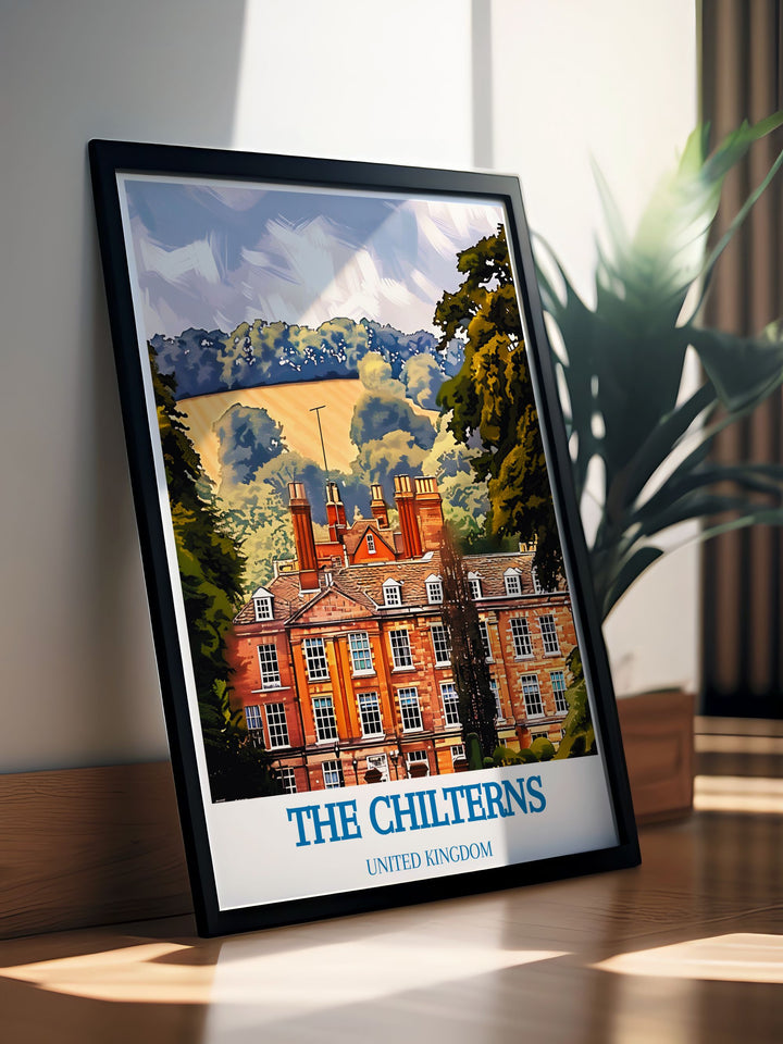 Stunning canvas art print of the Chilterns, highlighting the lush greenery of Ivinghoe Beacon and the dramatic views of the Dunstable Downs, ideal for nature lovers.