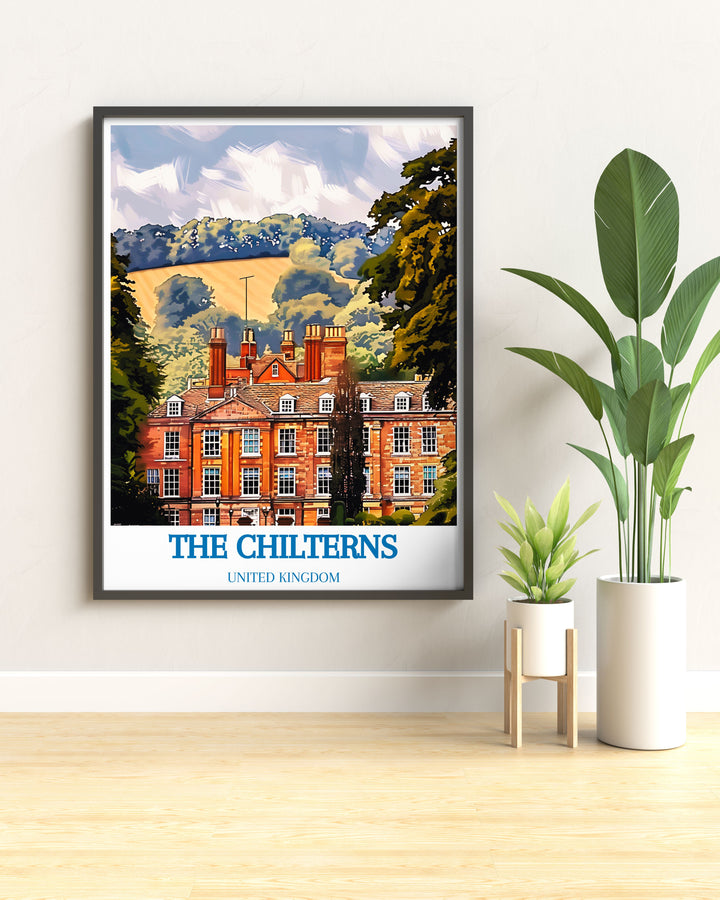 Fine art print of the Chiltern Hills, featuring scenic landscapes and tranquil beauty, perfect for creating a serene and captivating atmosphere in any room.