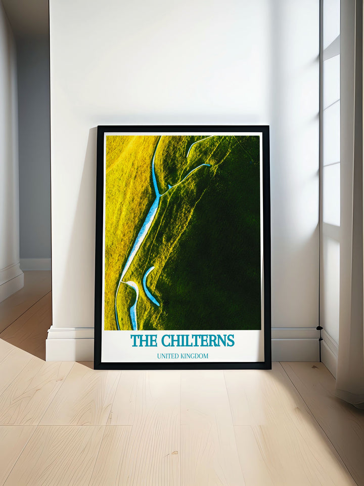 The Chilterns Gallery Wall Art showcasing the picturesque landscapes of Ivinghoe Beacon, Dunstable Downs, and Ashridge Estate, highlighting the lush greenery and tranquil ambiance of this stunning region.