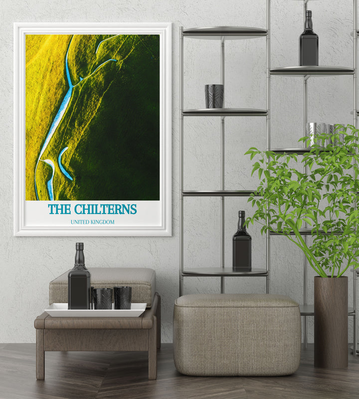 Vintage Travel Posters of The Chilterns offering a nostalgic glimpse into the British countryside, ideal for adding a unique and stylish element to your decor.