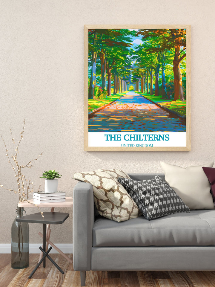Modern Wall Decor of Whipsnade Tree Cathedral depicting the lush greenery and serene atmosphere of this unique landmark in The Chilterns, ideal for creating a peaceful and elegant ambiance at home.