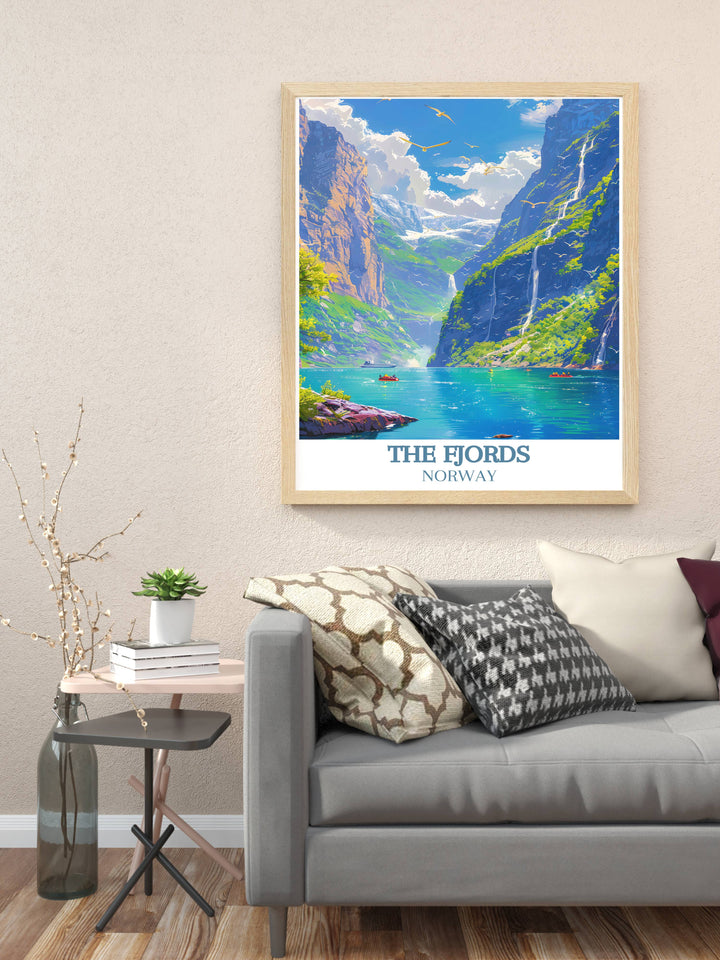 Geirangerfjord Home Decor pieces capturing the natural splendor of one of Norways most picturesque fjords, allowing you to experience the tranquility and grandeur of Geirangerfjord every day.