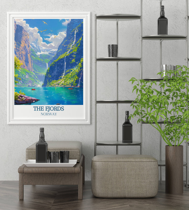 The Fjords Fine Art Prints highlighting the raw beauty and tranquil atmosphere of Norways iconic natural wonders, making them an ideal addition to any art collection for nature enthusiasts.