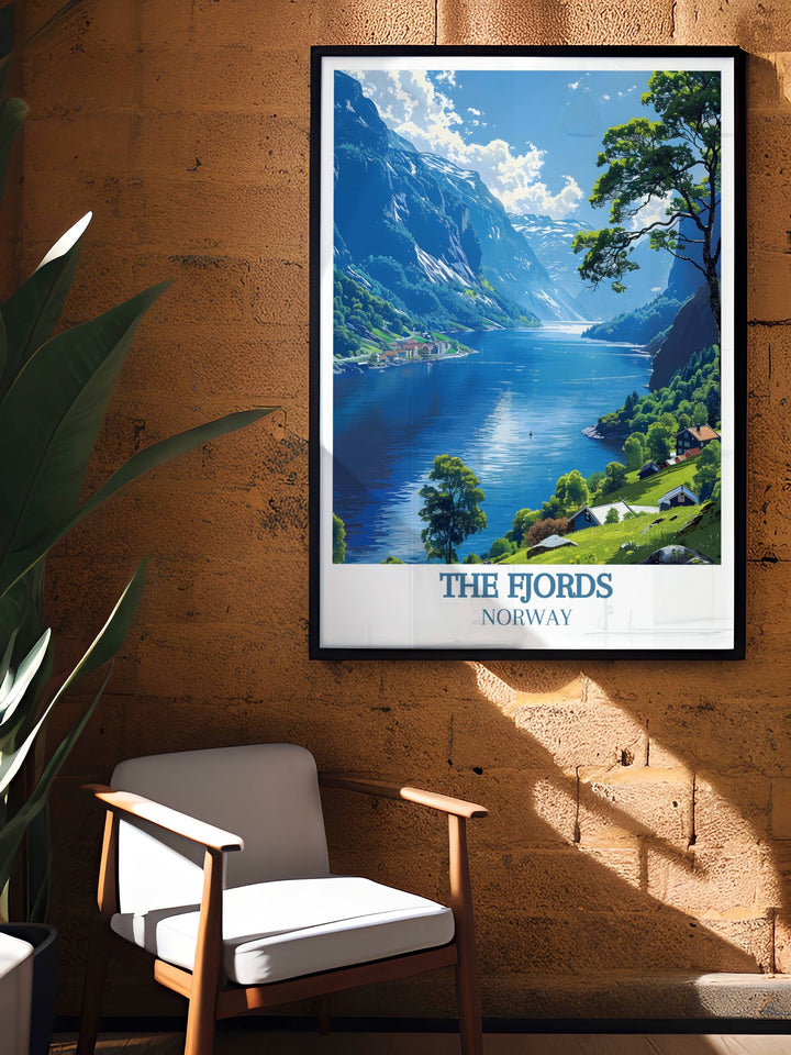 The Fjords gallery wall art capturing the serene beauty of Norways fjords, showcasing the dramatic landscapes and tranquil waters, perfect for adding a touch of natures grandeur to any space.