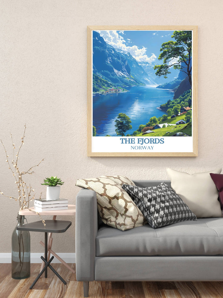 Custom prints of Nærøyfjord Fjord allowing you to personalize your home decor with the breathtaking beauty of this iconic fjord, capturing its stunning vistas and tranquil atmosphere.