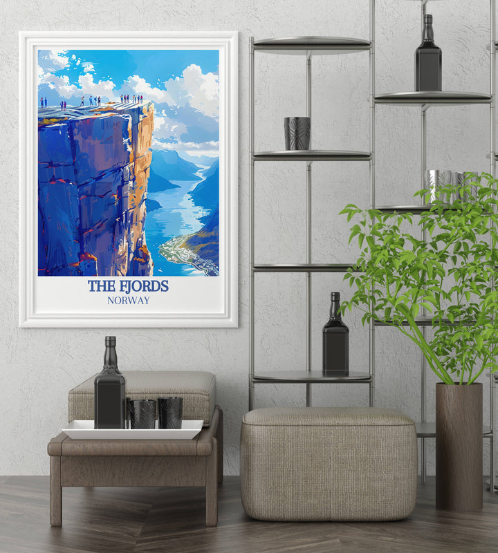 The Fjords modern wall decor designed to enhance your living space with striking visual impact, featuring the rugged beauty of Norways fjords in intricate detail and vibrant colors.