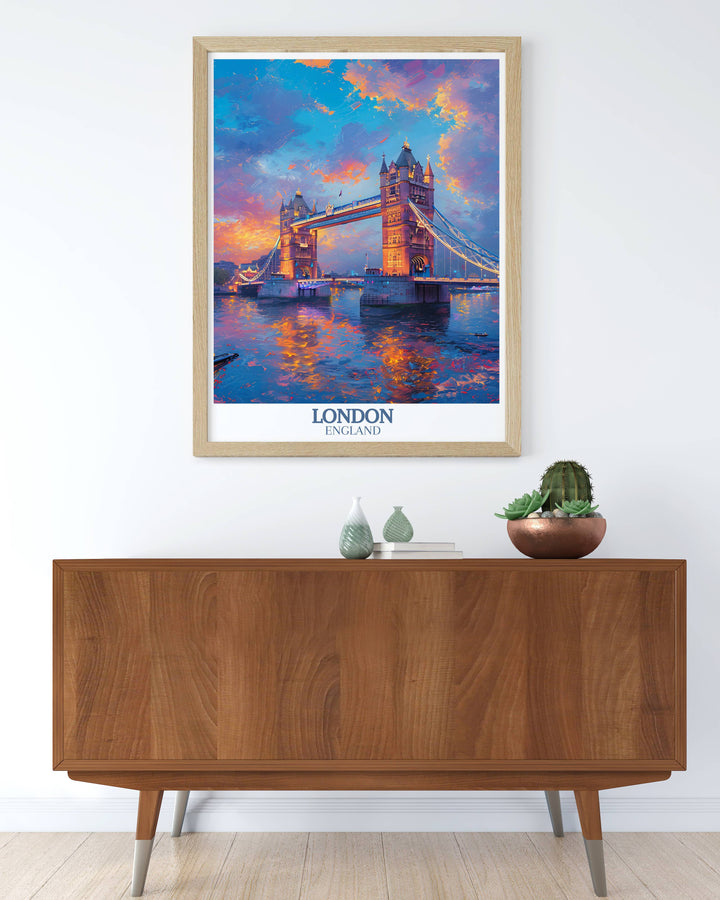 Gallery wall art of Tower Bridge, showcasing its grandeur and architectural detail, perfect for modern home decor.