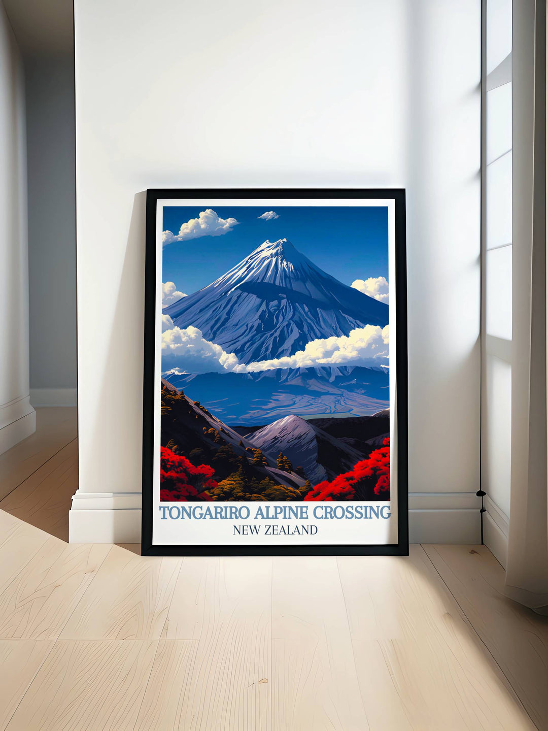Tongariro Alpine Crossing gallery wall art capturing the stunning vistas of New Zealands iconic trail, featuring emerald lakes and rugged volcanic terrain, perfect for adding a touch of natural beauty to any room.