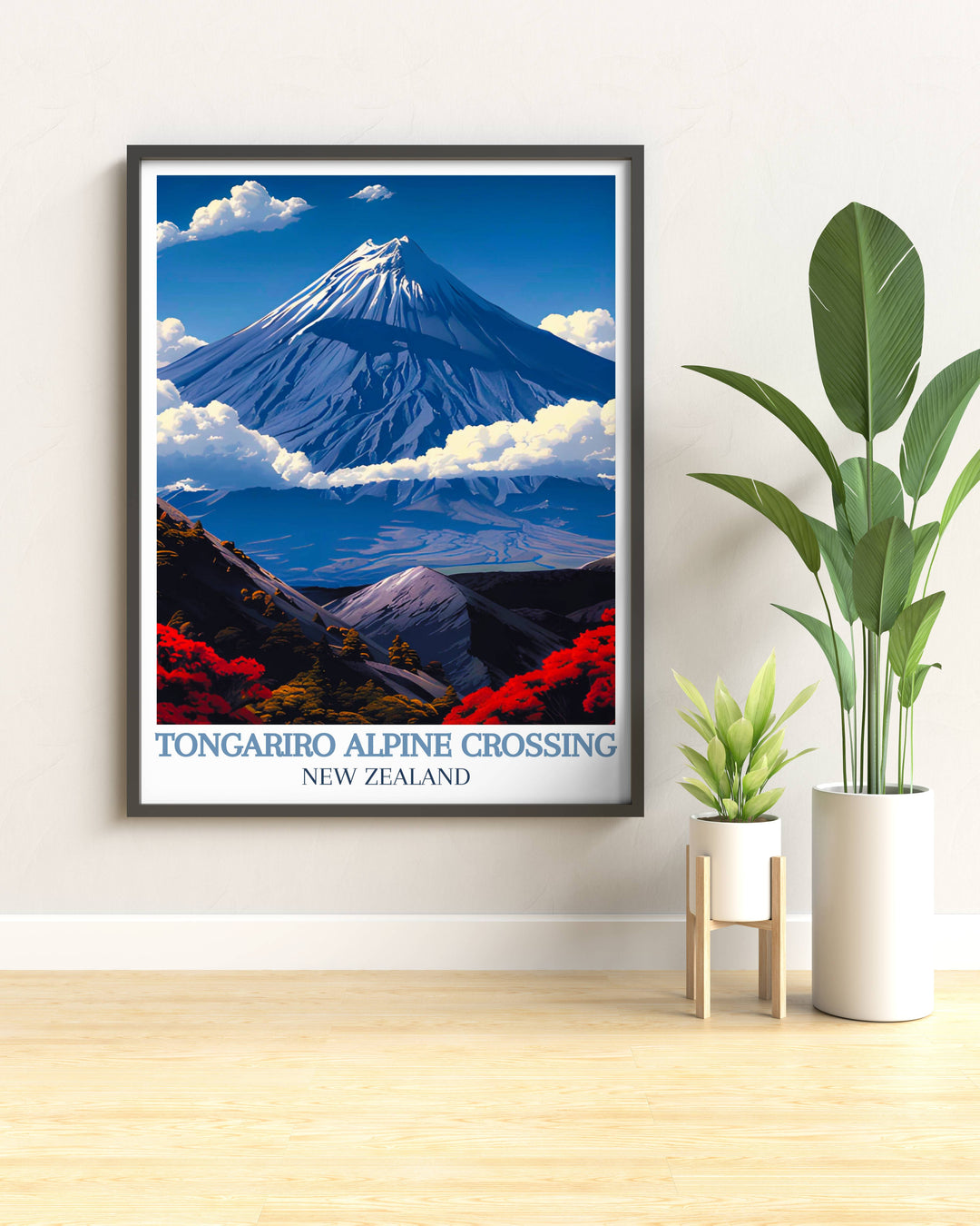 Mount Ngauruhoe vintage posters evoking a sense of nostalgia with timeless artwork of New Zealands majestic volcano, blending old world style with contemporary decor for a unique look.