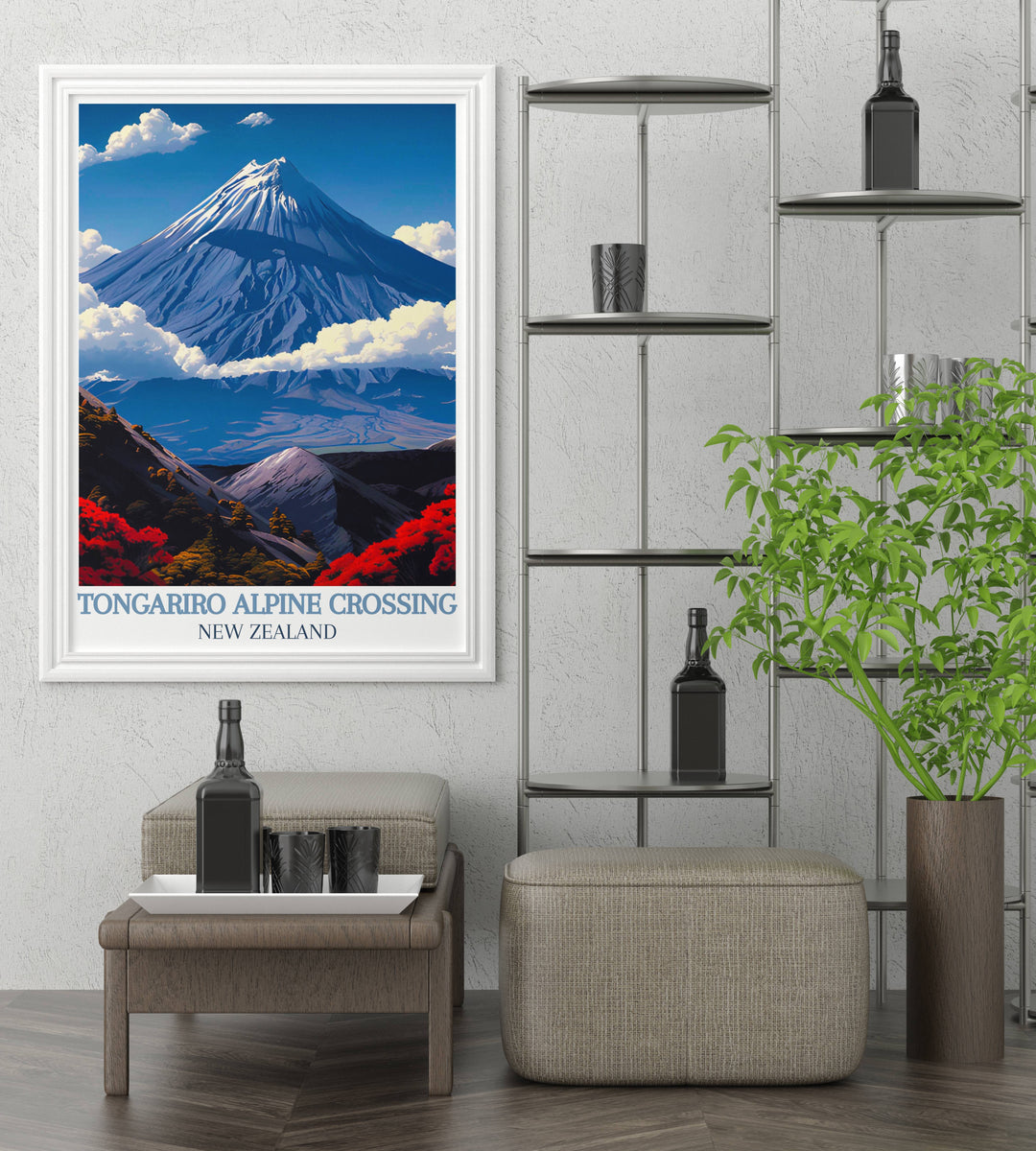 New Zealand framed art collection featuring detailed and vibrant depictions of Mount Ngauruhoe, perfect for celebrating the countrys stunning landscapes in your home.