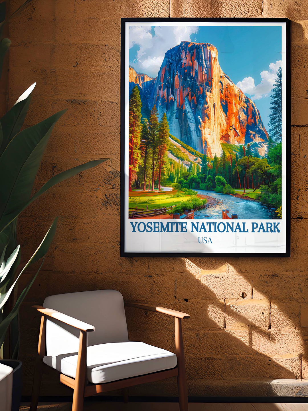 Yosemite National Park framed art featuring detailed depictions of its natural landscapes, making a thoughtful gift for travelers and nature lovers.