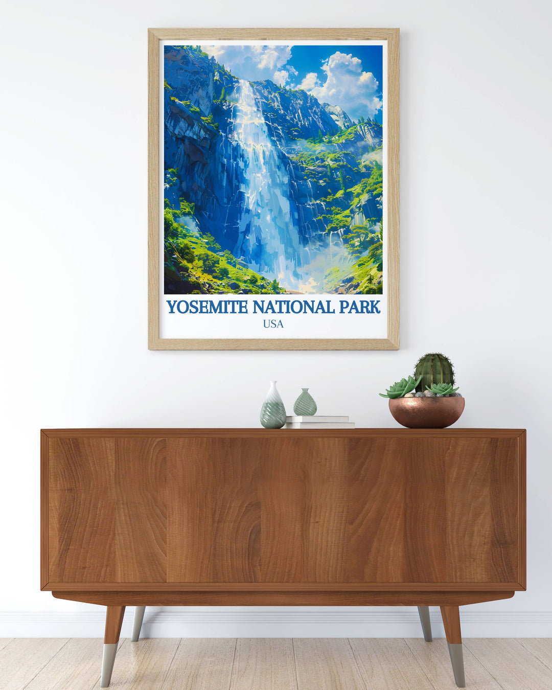 Beautiful Yosemite National Park home decor print showcasing Mirror Lakes serene beauty and inviting you to explore the wonders of this beloved destination from home.