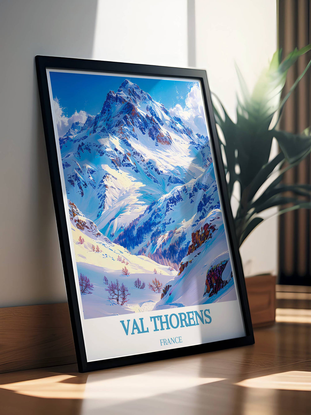 Canvas art of Val Thorens showcasing the stunning peak of Cime Caron, ideal for adding a touch of alpine grandeur to any room. Perfect for lovers of mountain scenery.