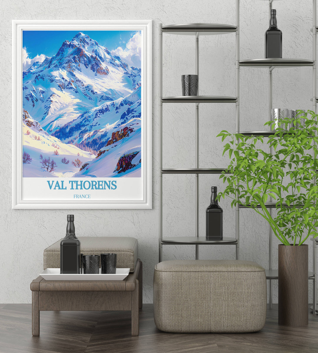 Val Thorens custom print capturing the picturesque beauty of Cime Caron, a must have for winter sports enthusiasts and nature lovers. Perfect for decorating your home or office.