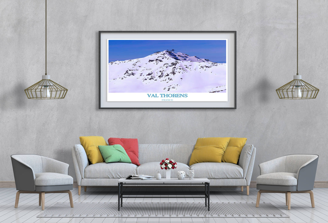 Val Thorens fine art print showcasing the breathtaking landscapes of Cime Caron in the French Alps. Ideal for enhancing your living space with the serene beauty of this iconic ski resort.